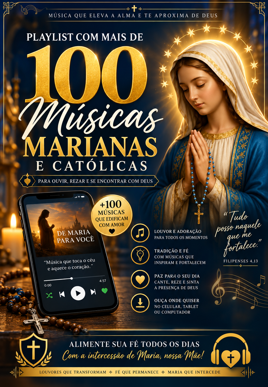 Playlist com +100 Músicas Marianas e Católicas